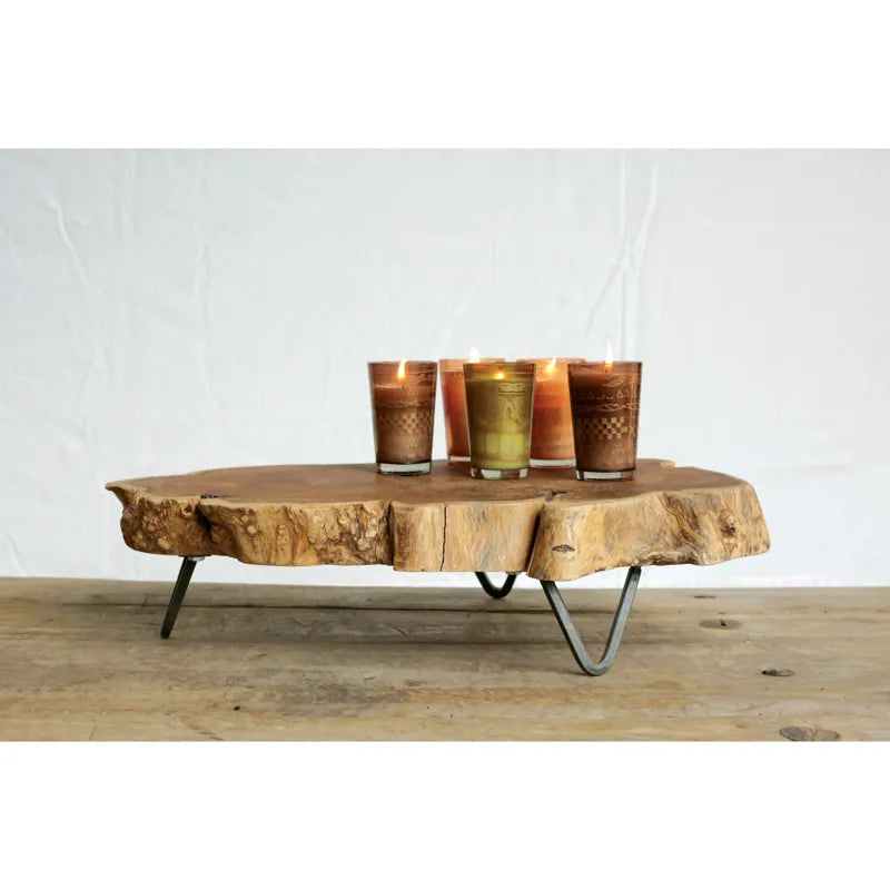 Raw Edged Wood Slab w/ Metal Feet