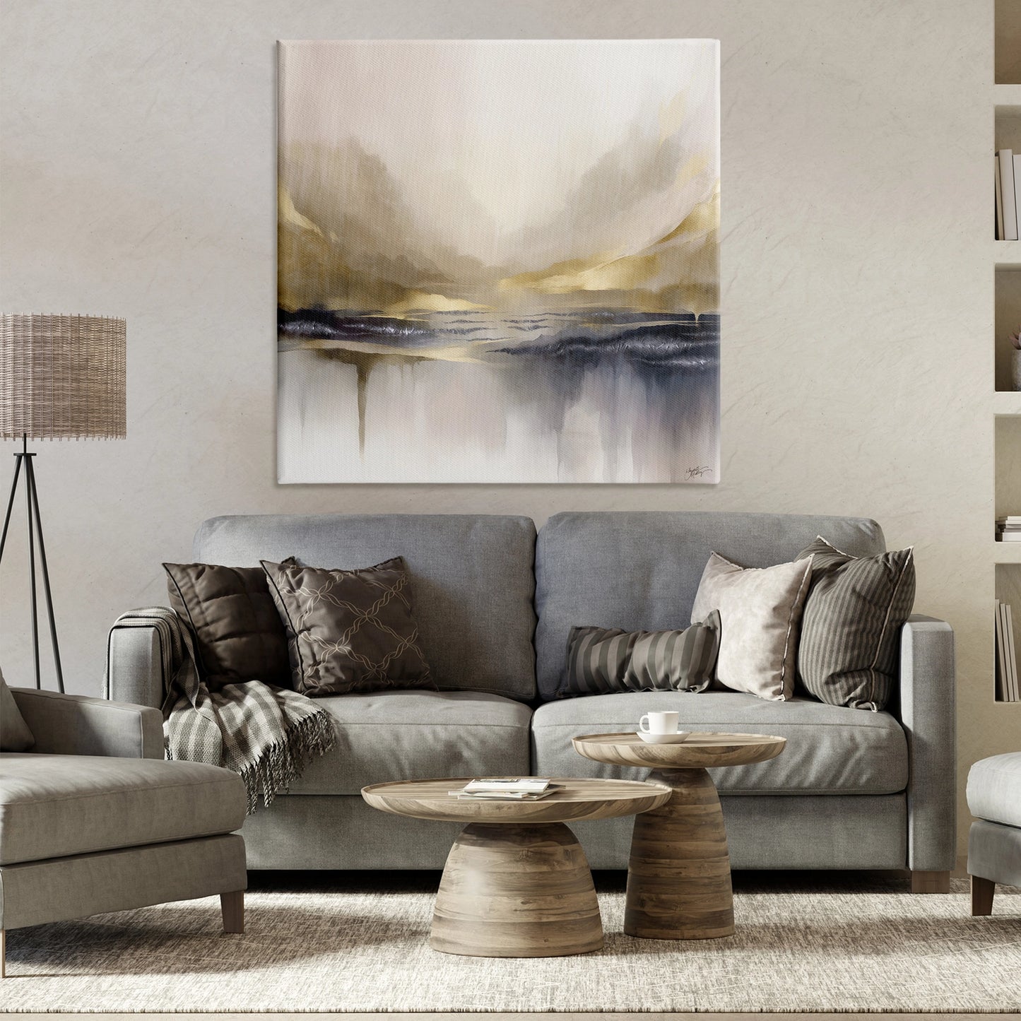 Abstract Meadow w/ Gold Accents Wall Art 36x36"