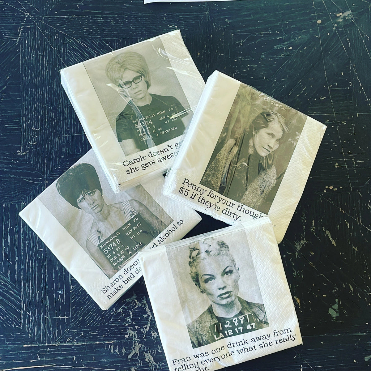 "Carole Doesn't Get..." Mugshot Paper Cocktail Napkins (20 pk)