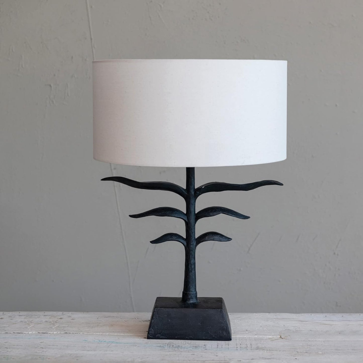 Leaf-Shaped Table Lamp w/ Fabric Shade