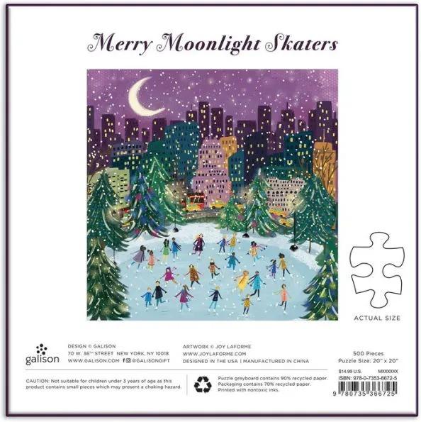 Merry Moonlight Skaters 500 Piece Foil Puzzle