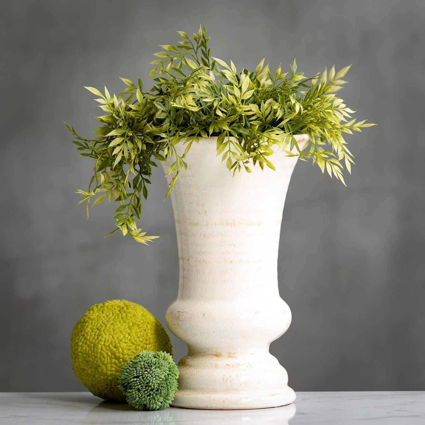White Ceramic Farmhouse Urn