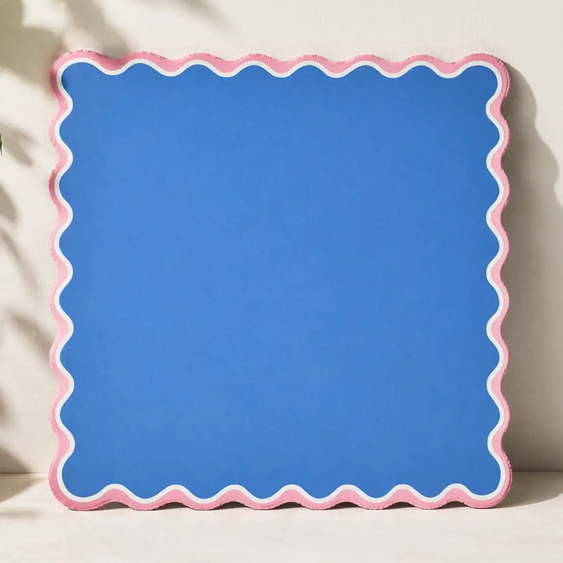 American Mahjong Table Mat - Blue w/ Pink Border