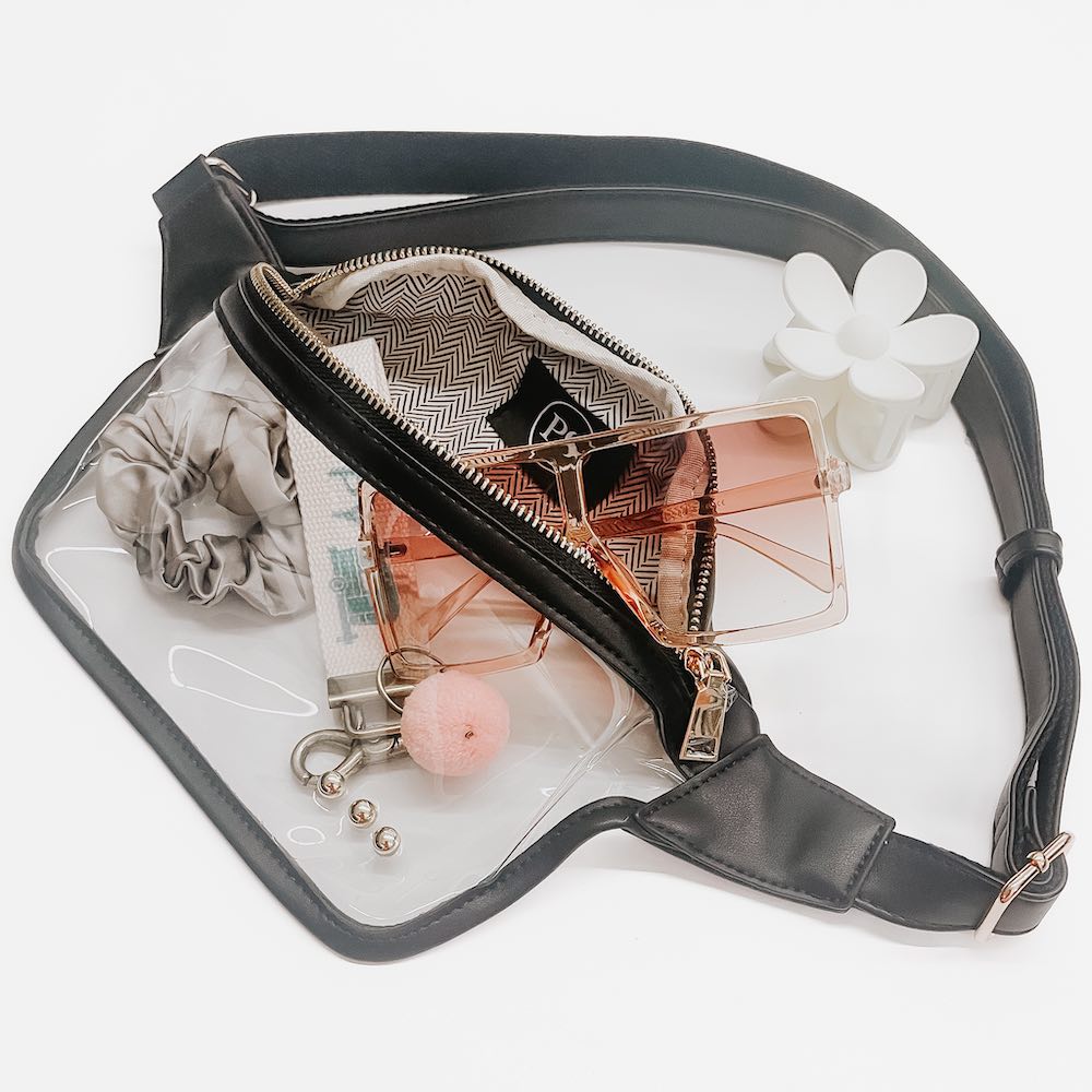 Clara Clear Plastic Bum Bag - Black