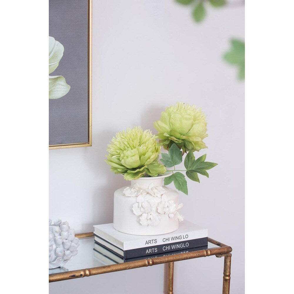 Glossy White Floral Vase