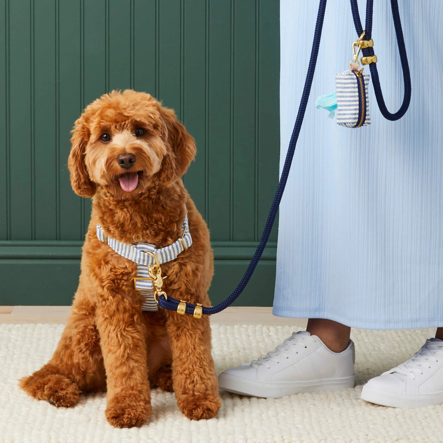 Lake Blue Stripe Waste Bag Holder by The Foggy Dog