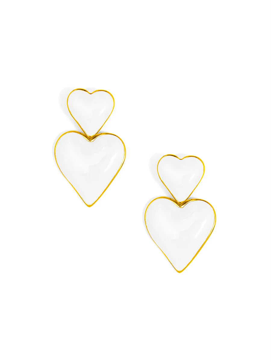 Enamel Stack Heart Drop Earrings (3 Colors)