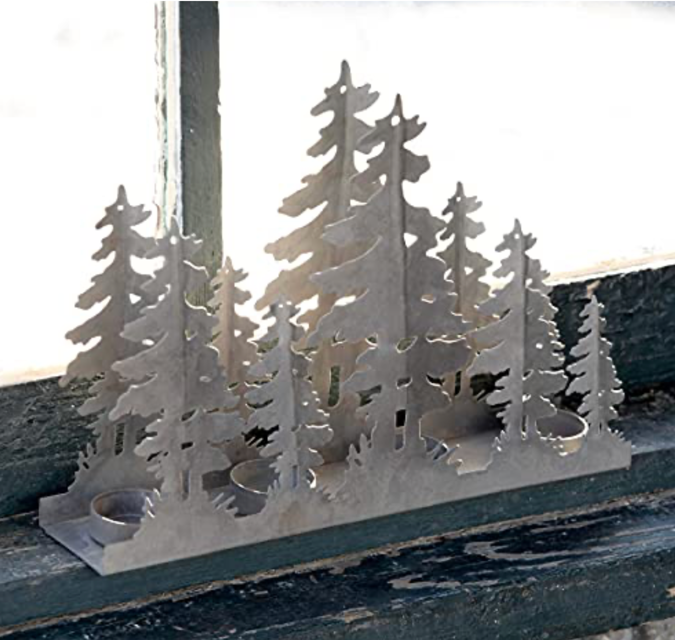 Metal Forest Silhouette Tea Light Holder