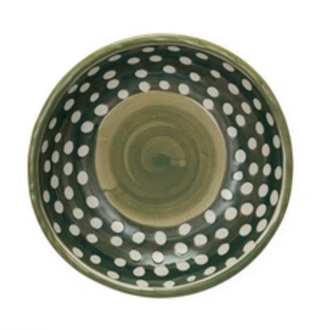 Two-Tone Hand-Painted Stoneware Bowl w/ Dots