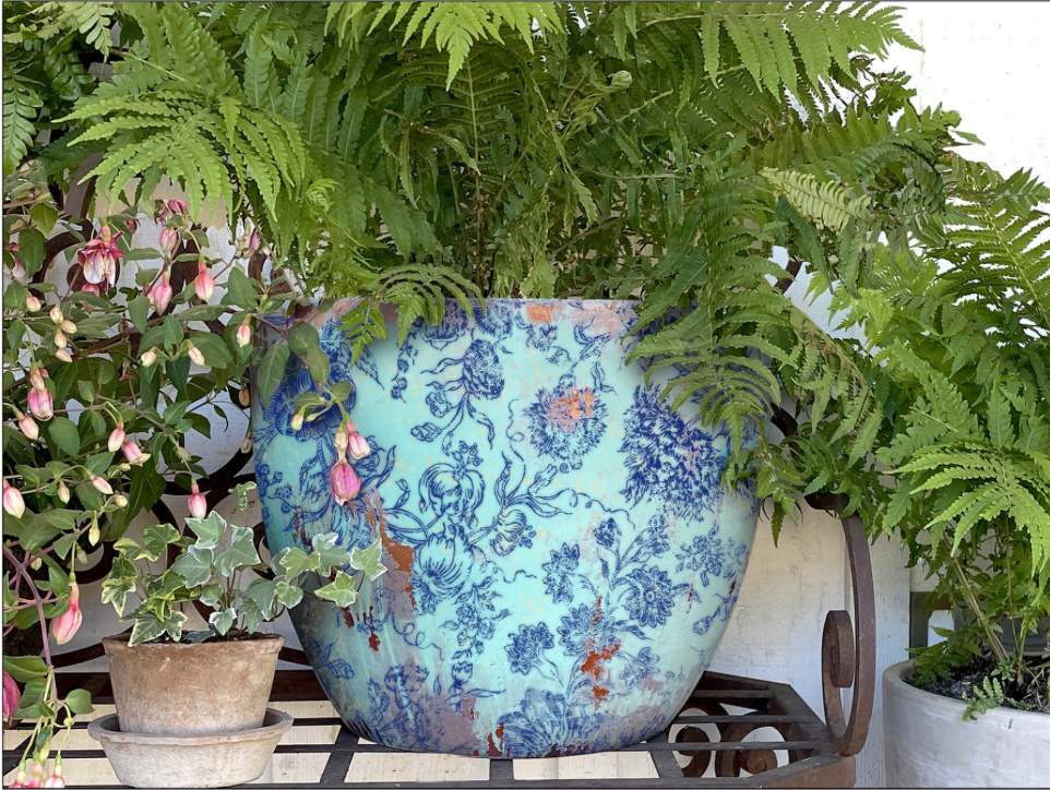 Indigo Floral IOD Paint Inlay 12x16 Pad by Iron Orchid Designs