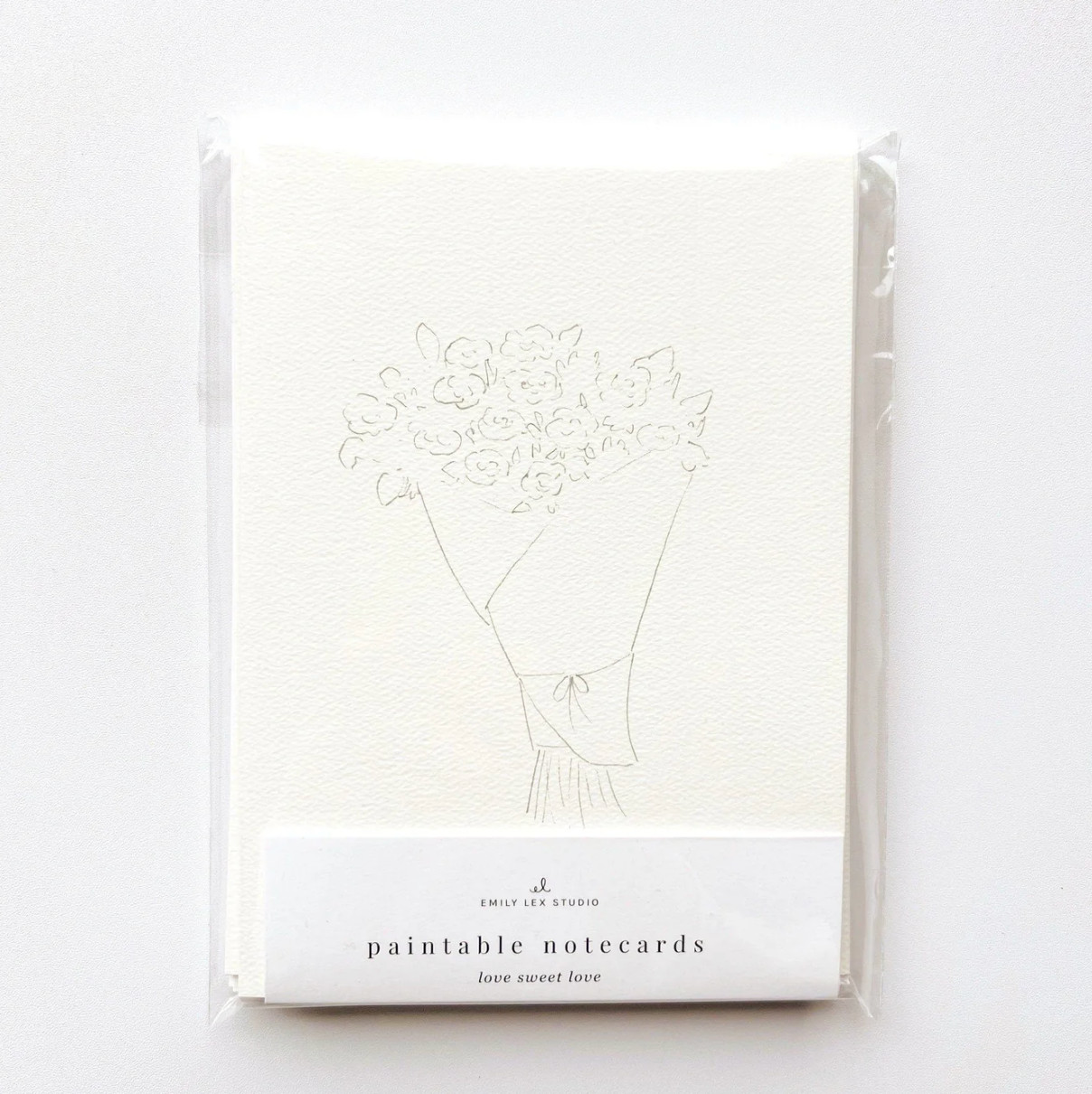 Love Sweet Love Paintable Watercolor Notecard Set by Emily Lex Studio
