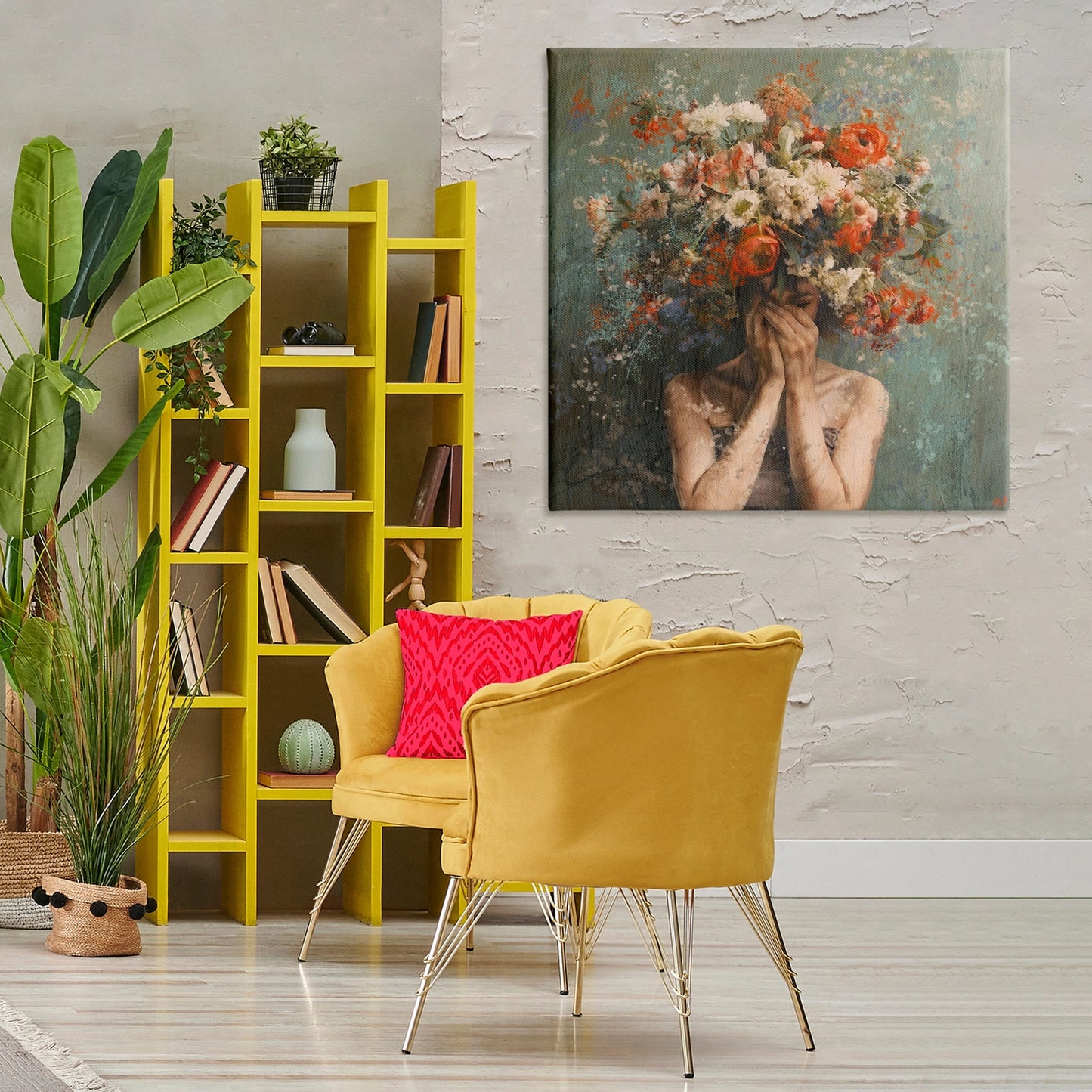 Floral Figure Portrait Wall Art 36x36"