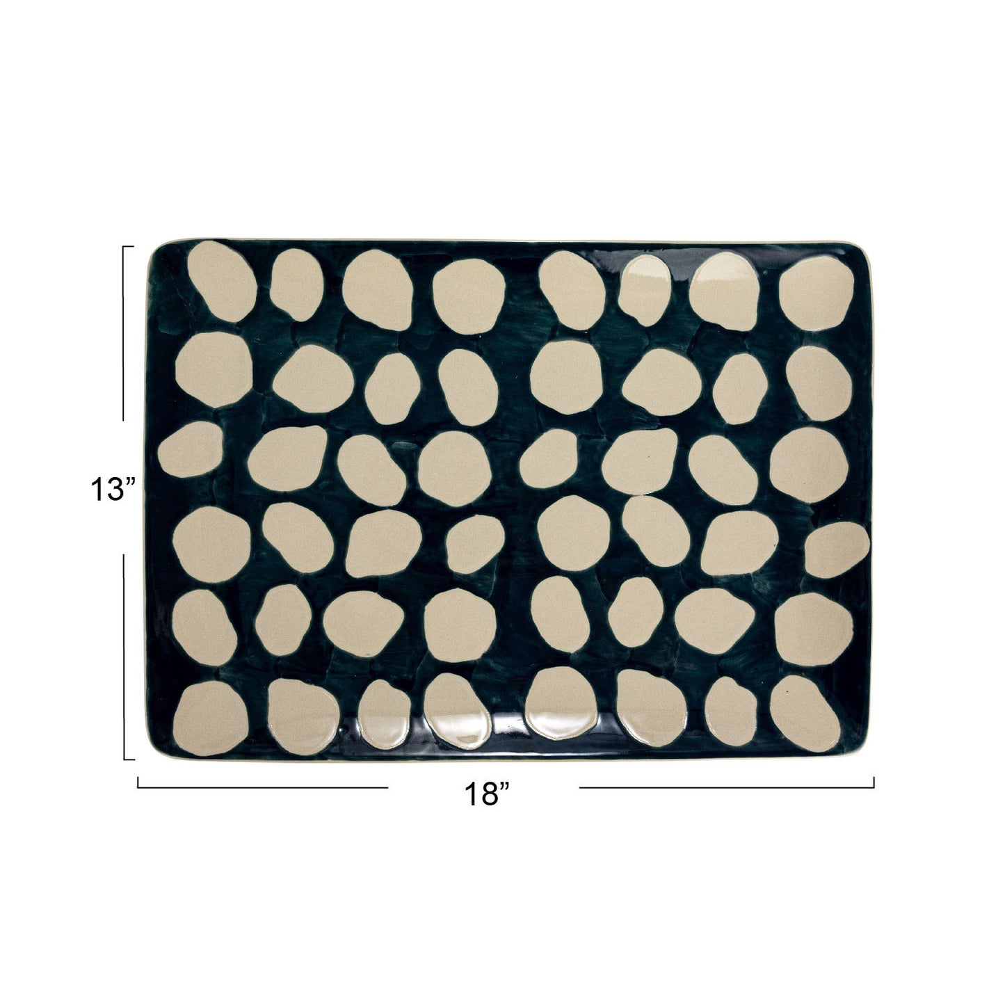 Hand-Painted Stoneware Platter w/ Wax Relief Dots