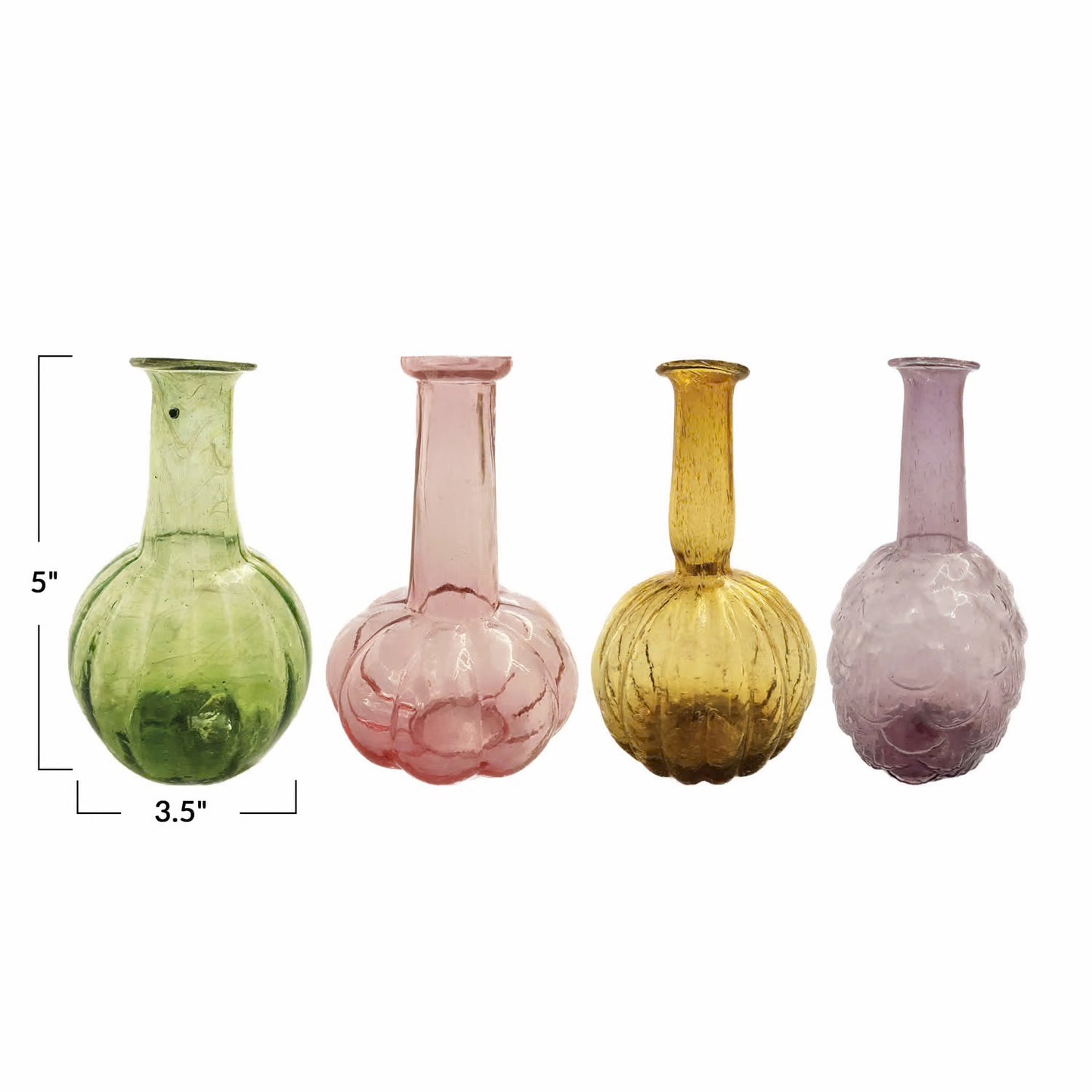 Hand-Blown Recycled Glass Vases (Set of 4)