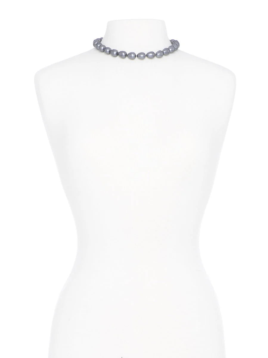 Classically Chic Pearl Strand Necklace - Grey