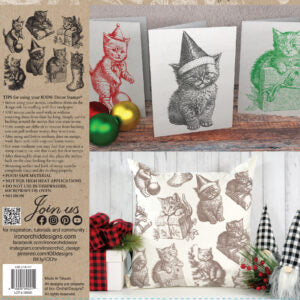 Christmas Kitties 12x12 IOD Decor Stamp by Iron Orchid Designs
