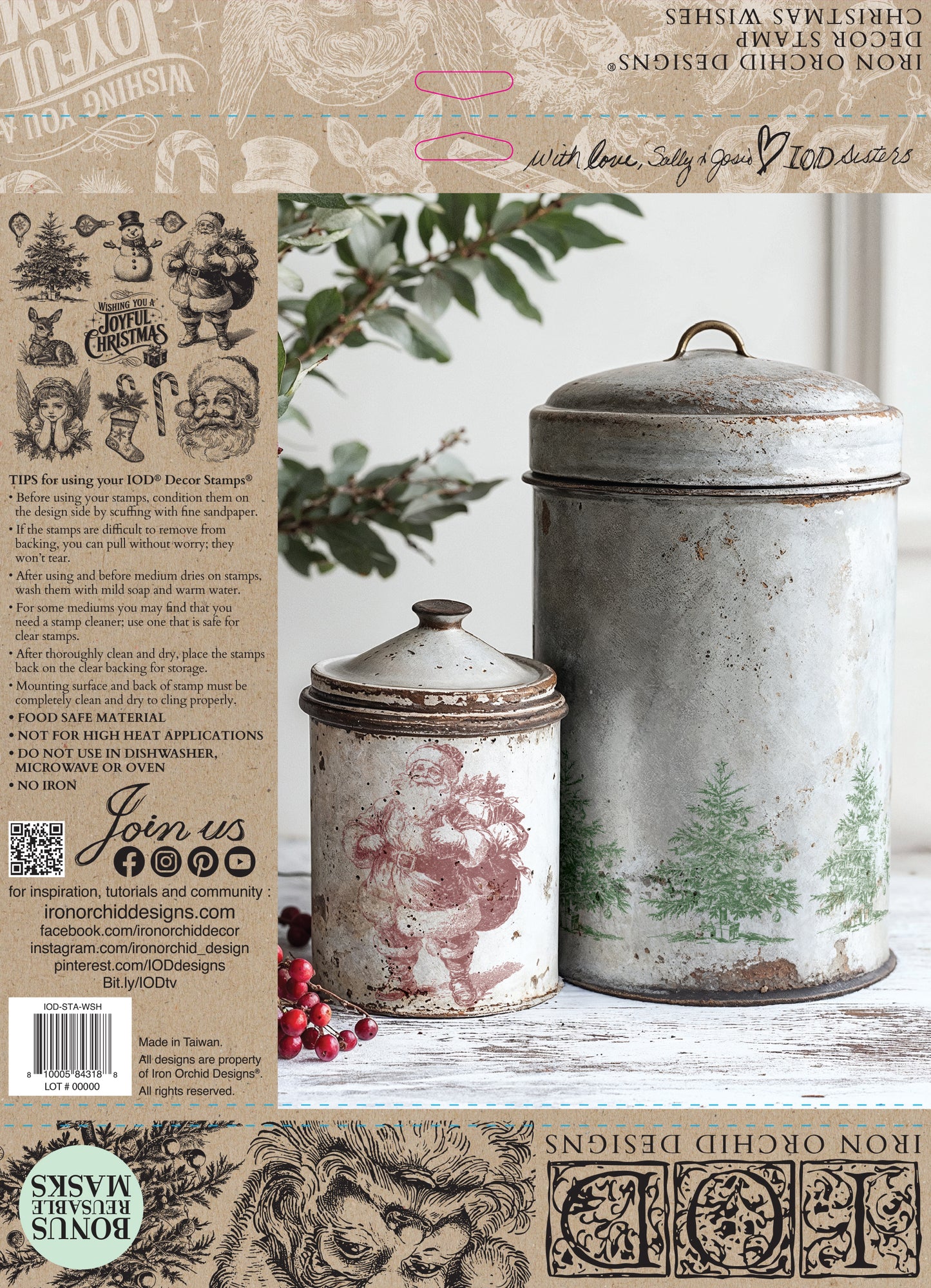 Christmas Wishes 12x12 IOD Decor Stamp by Iron Orchid Designs