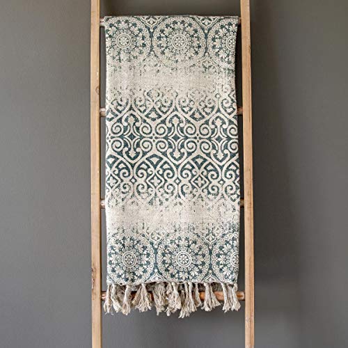 Indigo Vintage Printed Linen Throw
