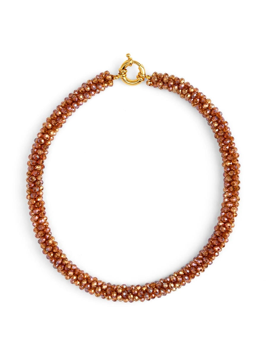 Orange Woven Crystal Short Necklace