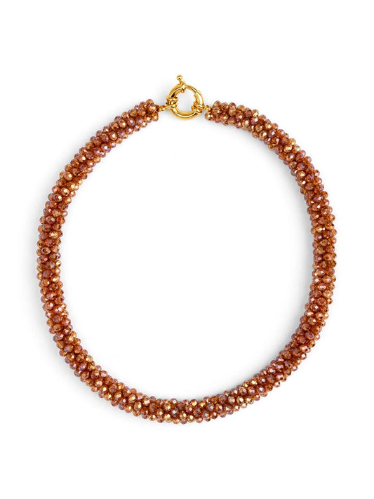 Orange Woven Crystal Short Necklace