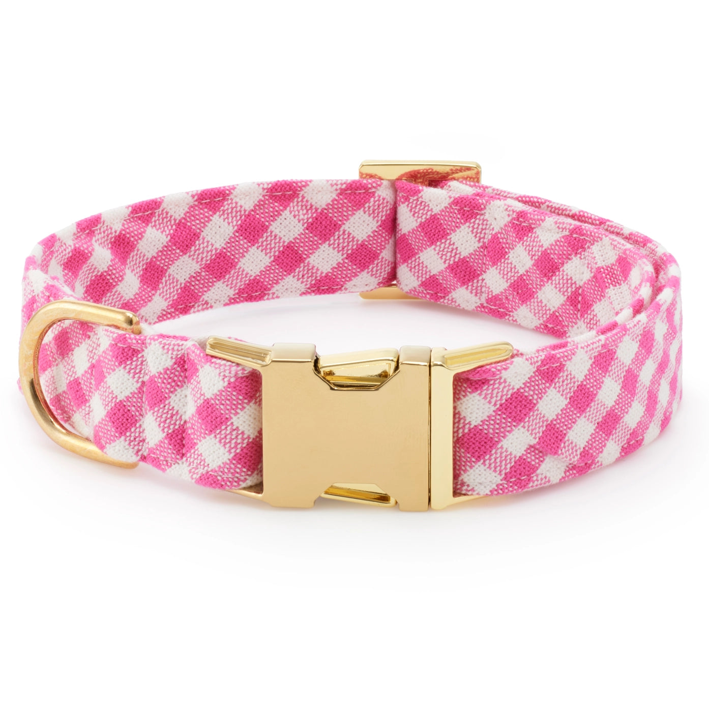 Hot Pink Gingham Dog Collar by The Foggy Dog