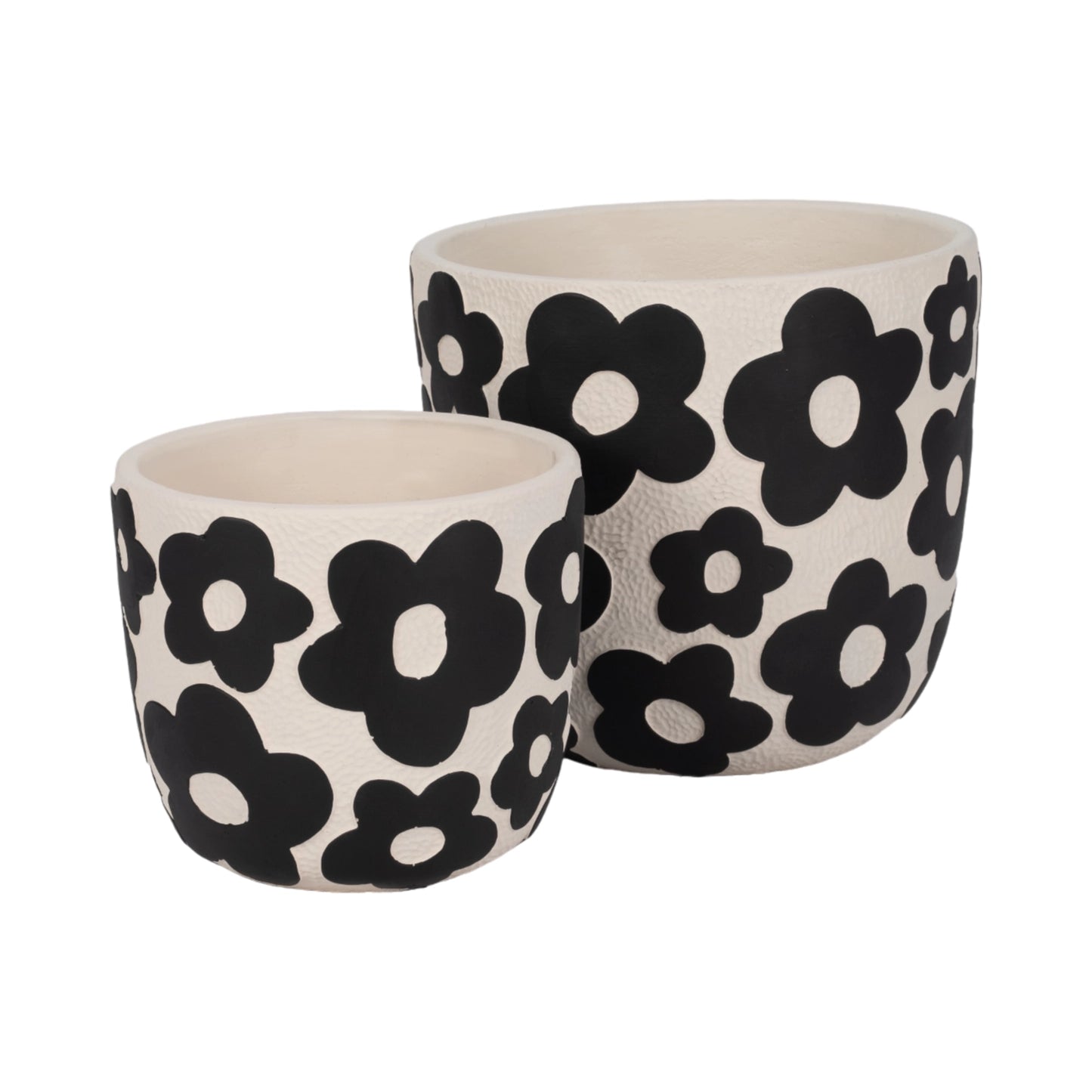 Ceramic White & Black Flower Power Planter (2 Sizes)