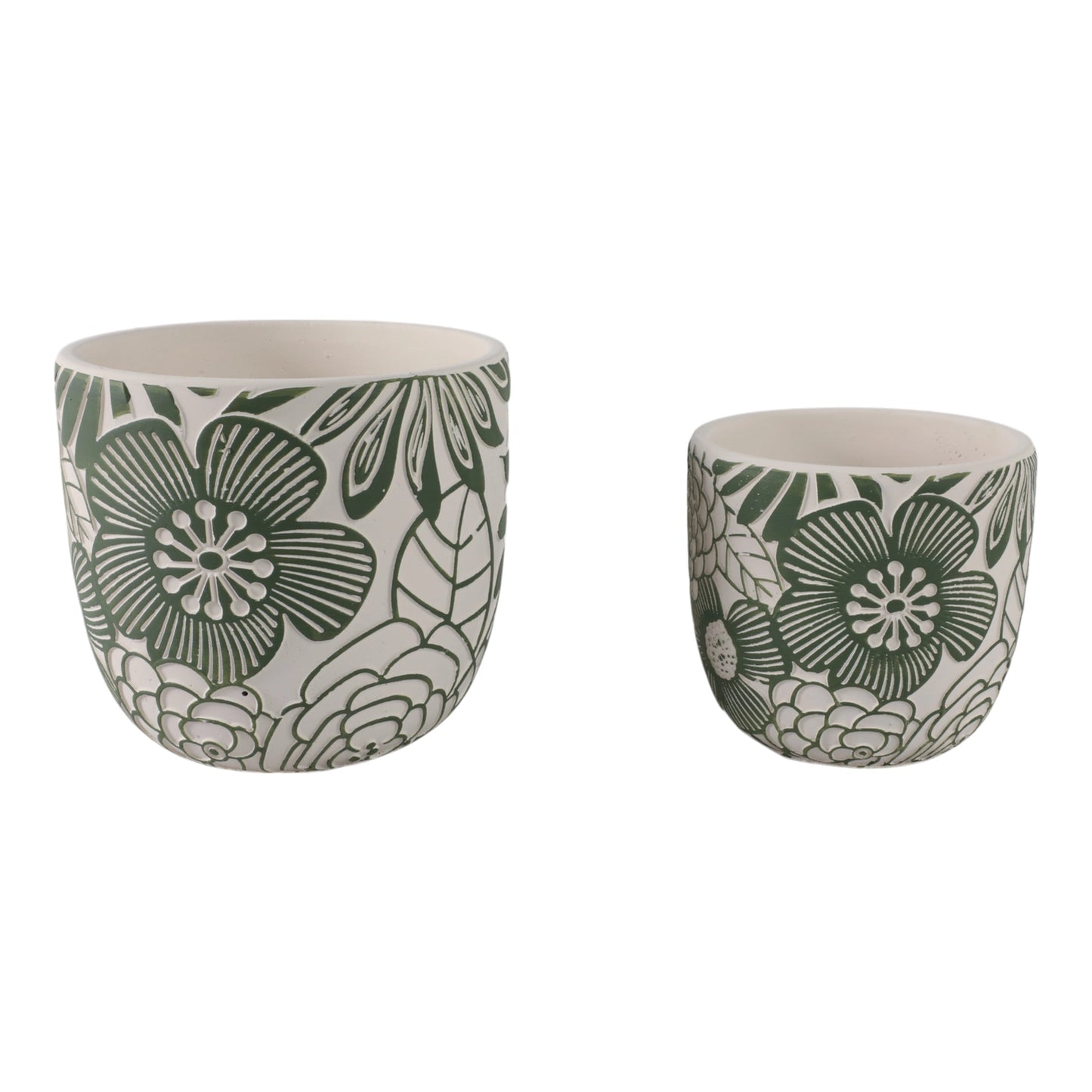 White & Green Ceramic Floral Planter Pot (2 Sizes)