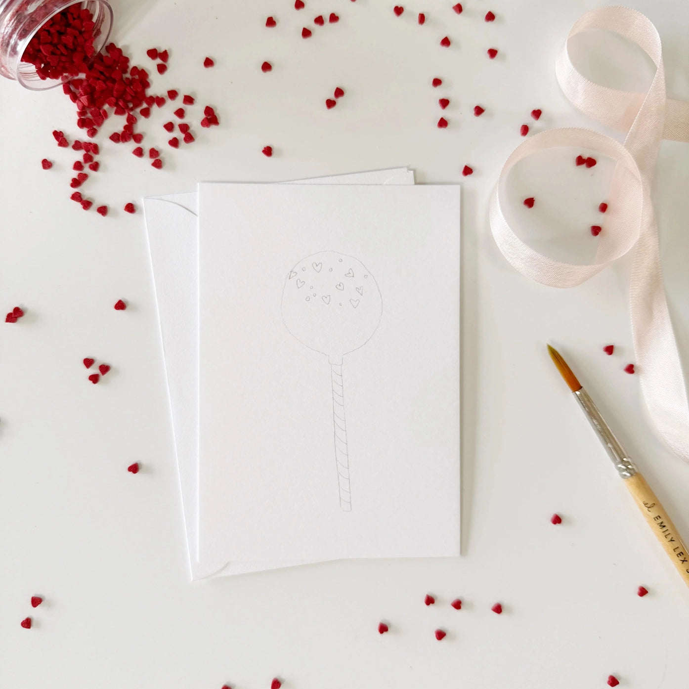 Sweet Treats Valentines Paintable Watercolor Notecard Set by Emily Lex Studio