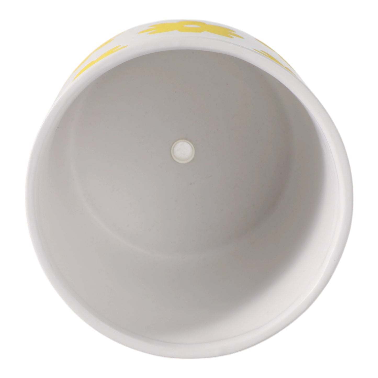 6" White & Yellow Ceramic Flower Power Planter