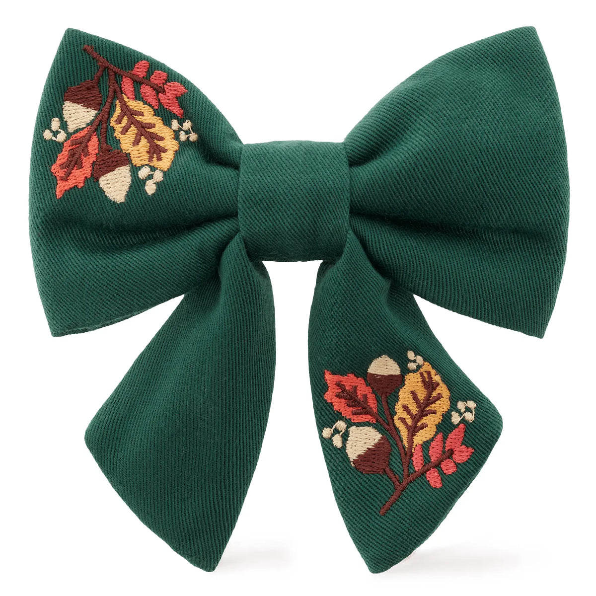Fall Foliage Embroidered Lady Dog Bow by The Foggy Dog