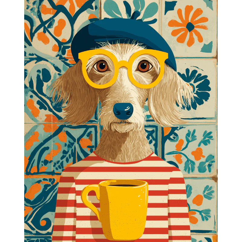 French Style Dog Paint-by-Number