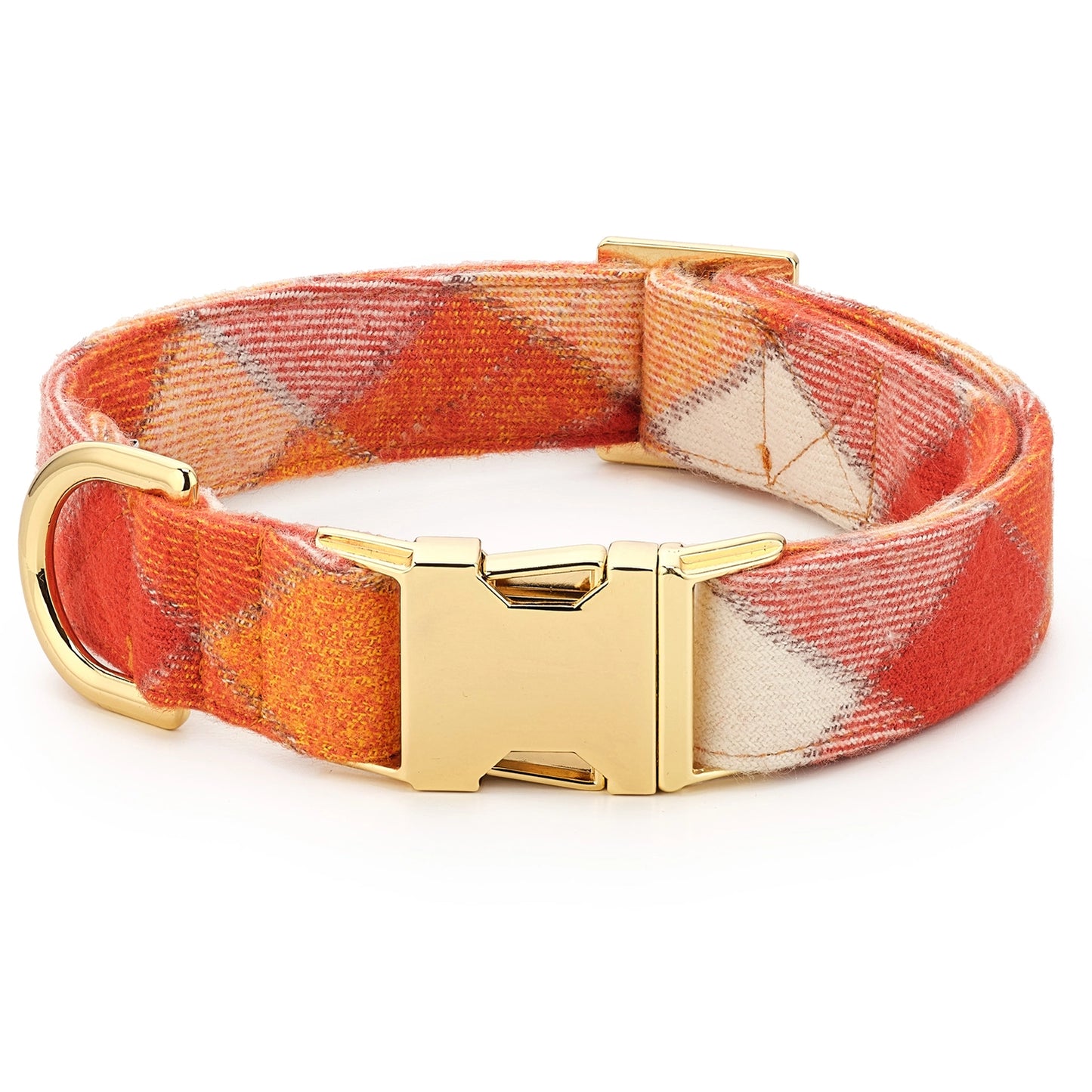 Pumpkin Spice Plaid Flannel Dog Collar by The Foggy Dog