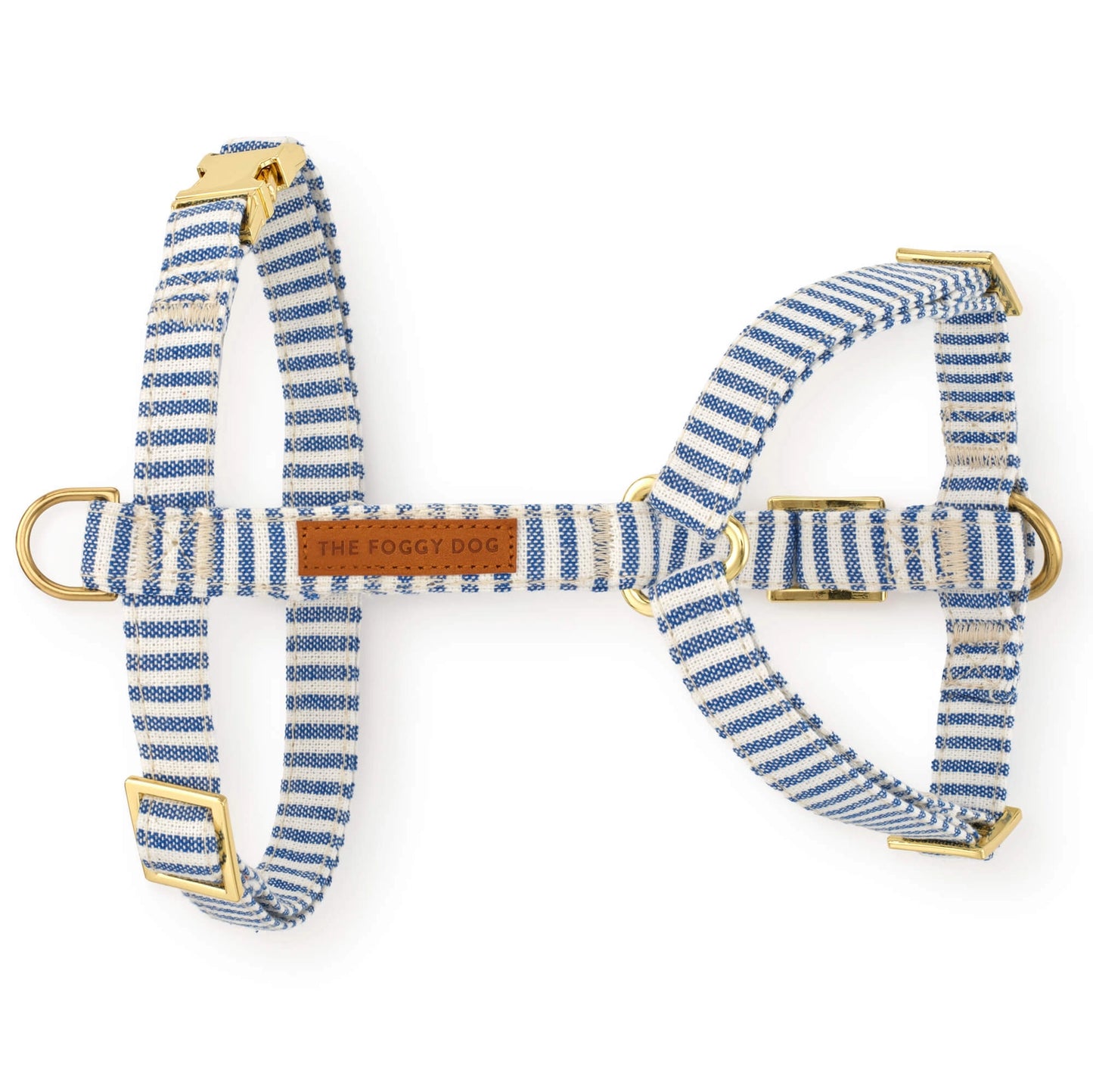 Lake Blue Stripe Dog Harness by The Foggy Dog