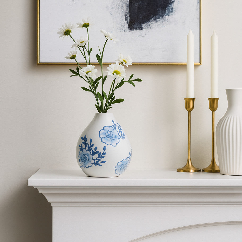 5" Blue & White Chinoiserie Bud Vase