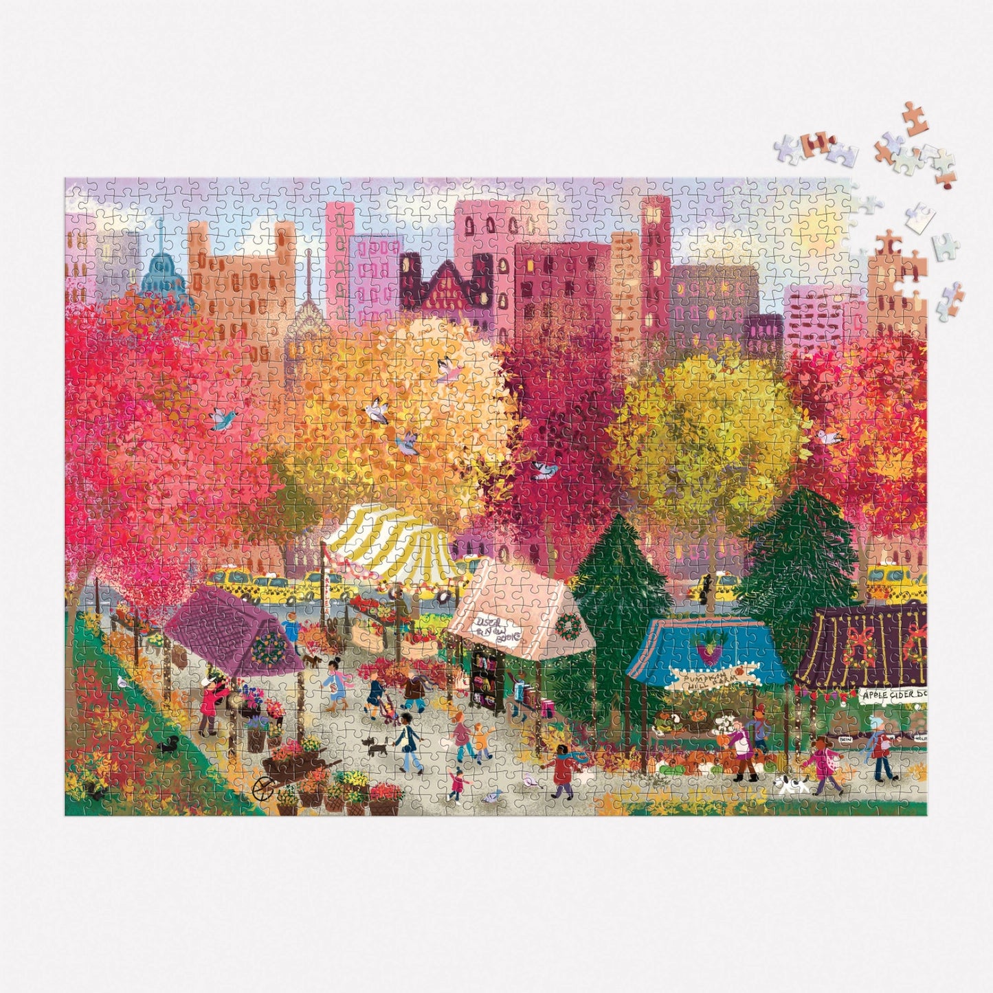 Autumn at the City Market 1000 Piece Puzzle