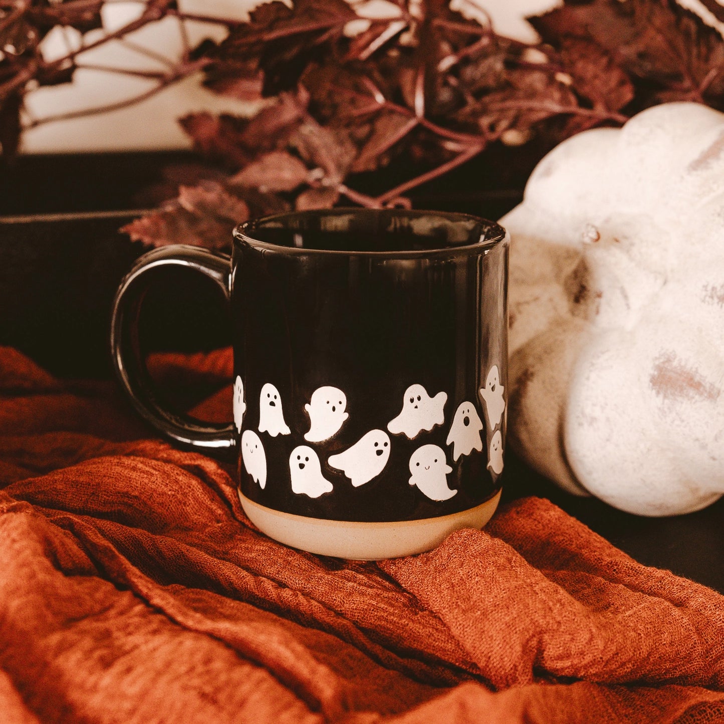 Ghosts Pattern Stoneware Mug 14 oz
