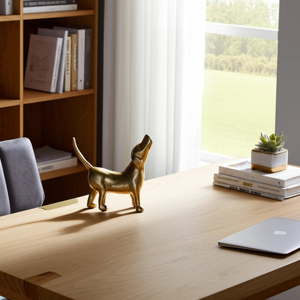 Modern Gold Howling Dog Figurine