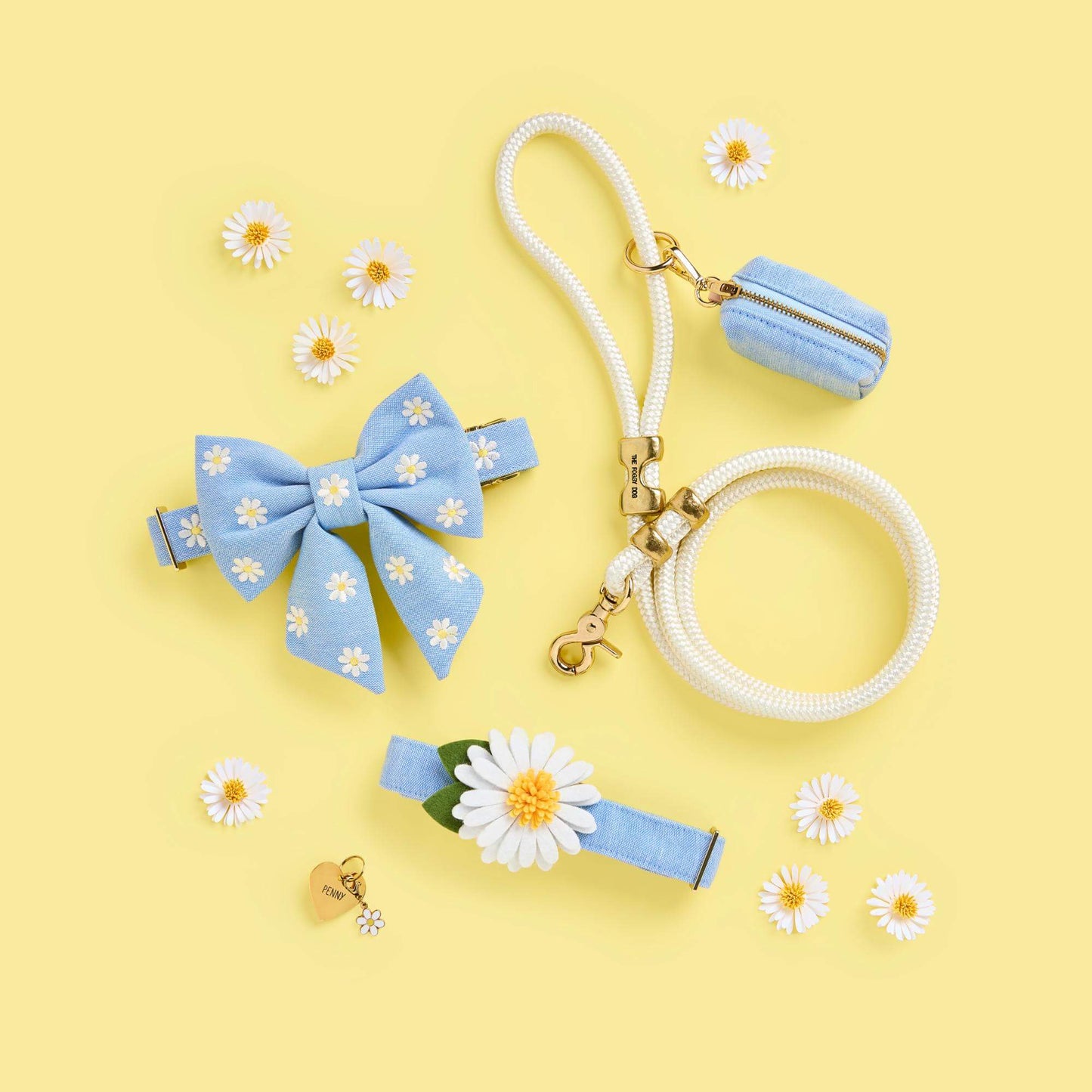 Daisy Embroidered Lady Dog Bow by The Foggy Dog
