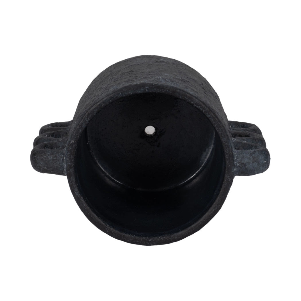 Black Ceramic Multi-Loop Arch Handle Planter Pot