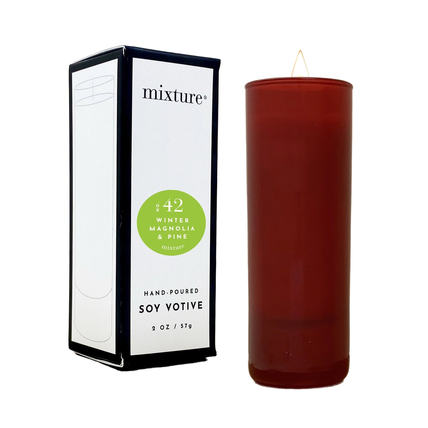 2 oz Red Votive - No. 42, Winter Magnolia & Pine
