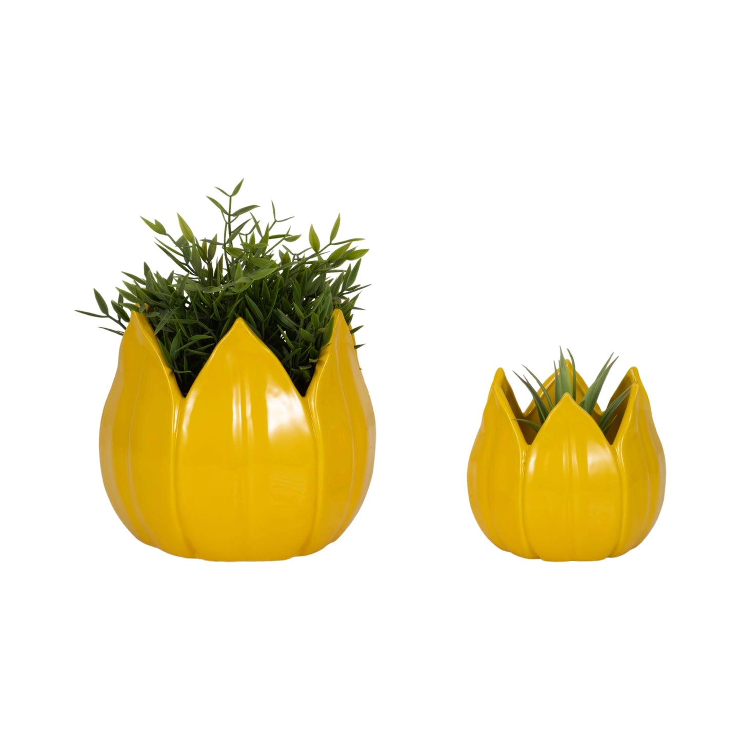 Yellow Petal Stoneware Planters (2 Sizes)