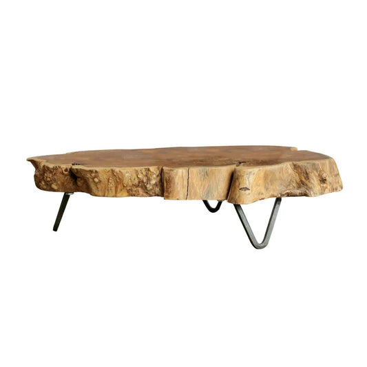 Raw Edged Wood Slab w/ Metal Feet