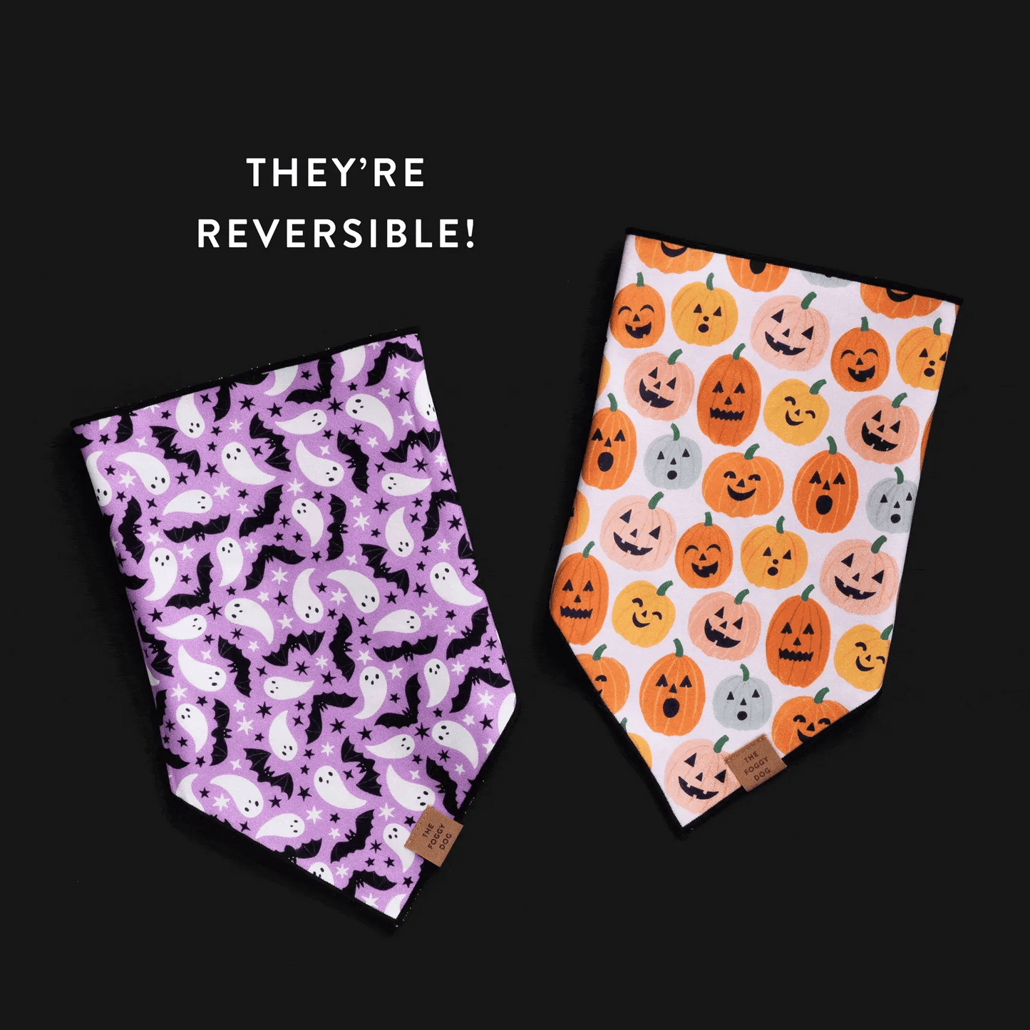Spooky Season Reversible & Glow-in-the-Dark Dog Bandana by The Foggy Dog