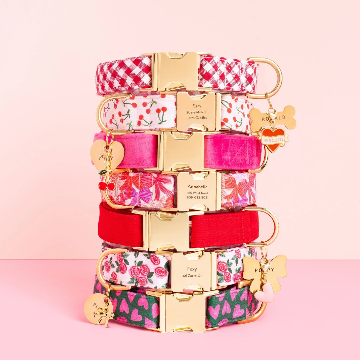 Pink Heart Dog Collar Charm by The Foggy Dog