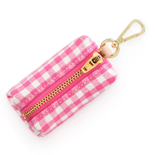 Hot Pink Gingham Waste Bag Holder by The Foggy Dog