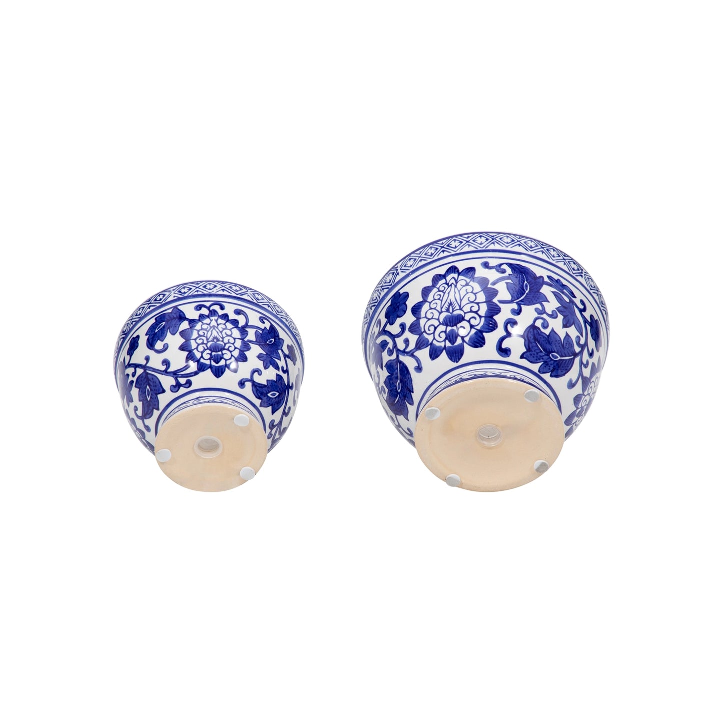 Blue Ceramic Chinoiserie Bowl Planters (2 Sizes)