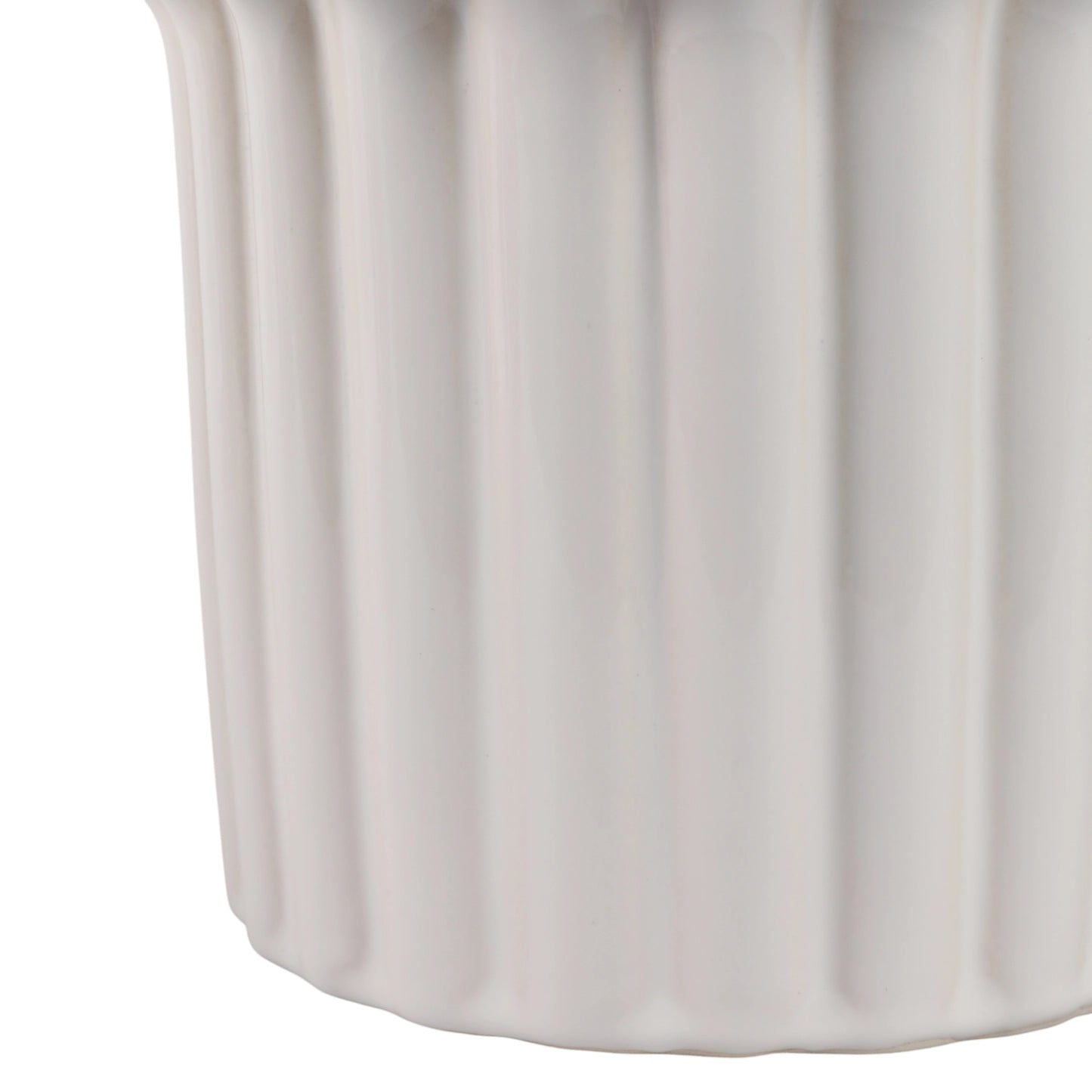 Ivory Ceramic Planter Pot w/ Fluted Rim (2 Sizes)