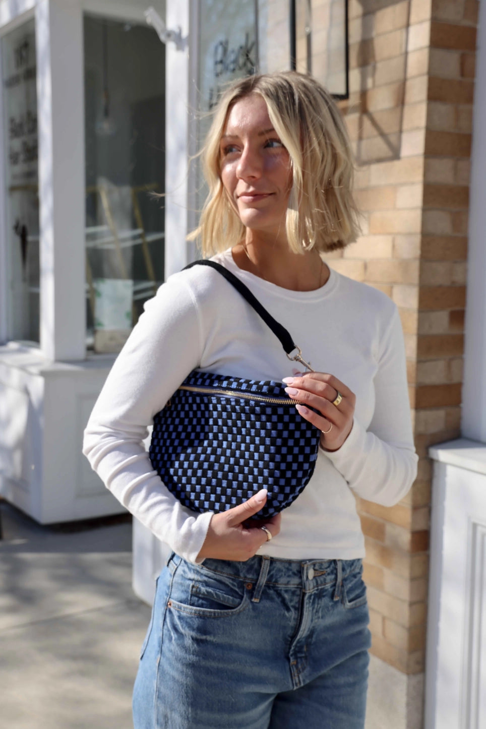 Freya Woven Vegan Suede Crescent Crossbody Bag (4 Colors)