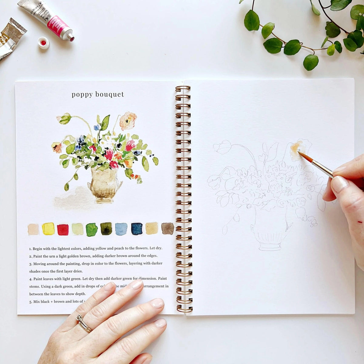 Bouquets Watercolor Workbook by Emily Lex Studio