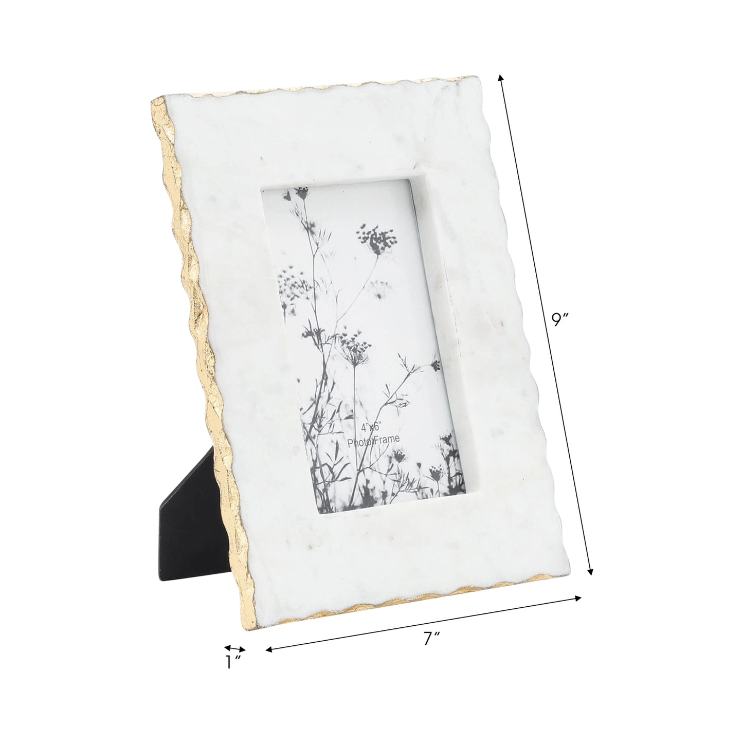 White Marble Photo Frame w/ Gold Jagged Edges